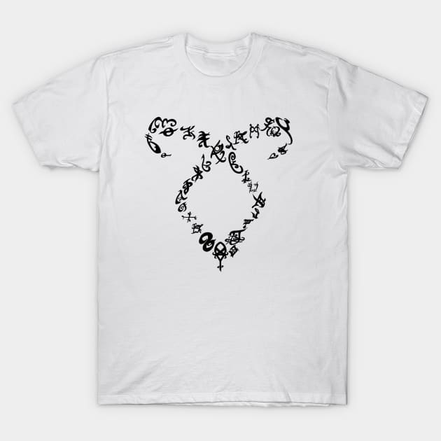 Shadowhunters rune / The mortal instruments - Angelic power rune shape with runes (black) - Parabatai - gift idea T-Shirt by Vane22april